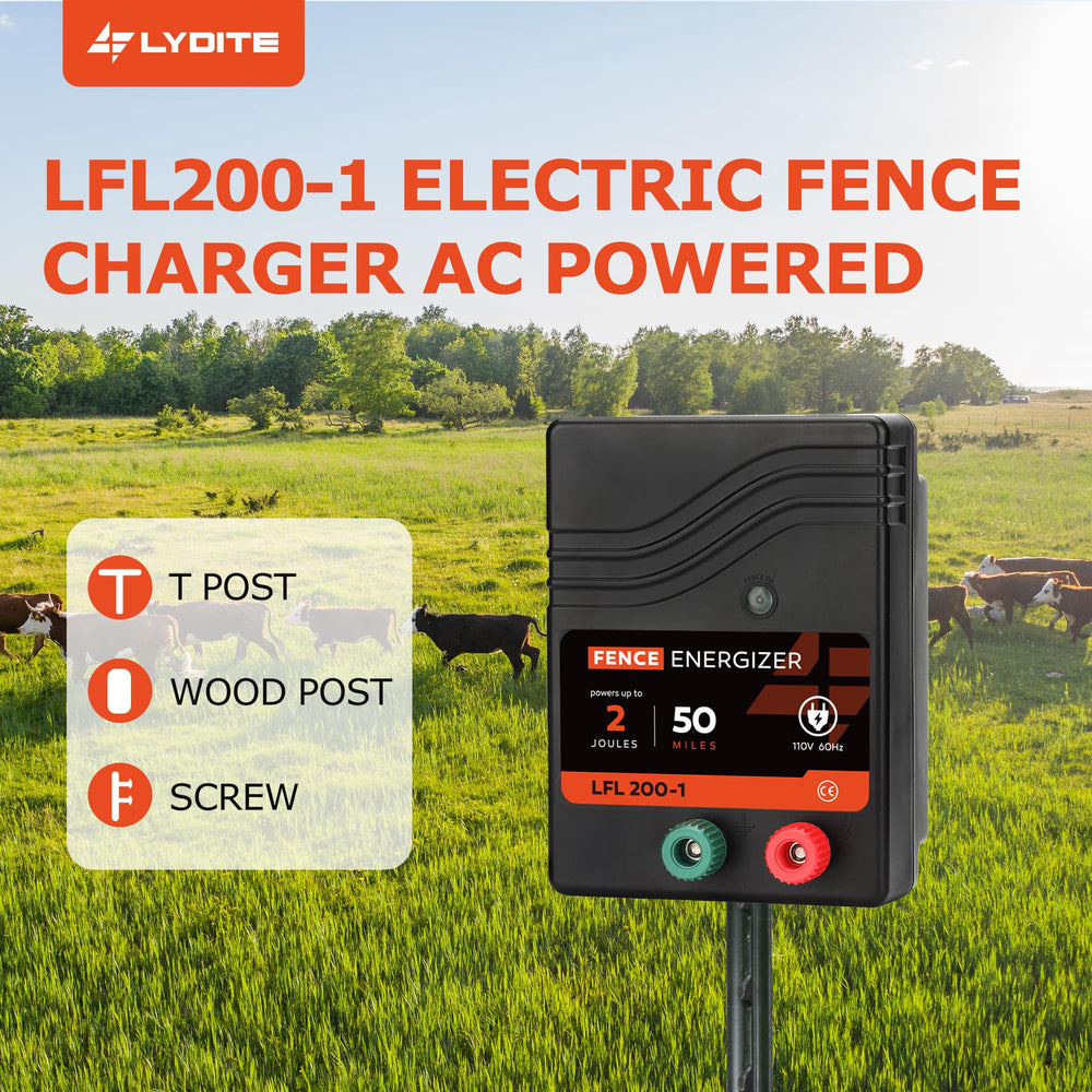 L-FENCE LYDITE mounted on a T-post demonstrating simple field installation benefits