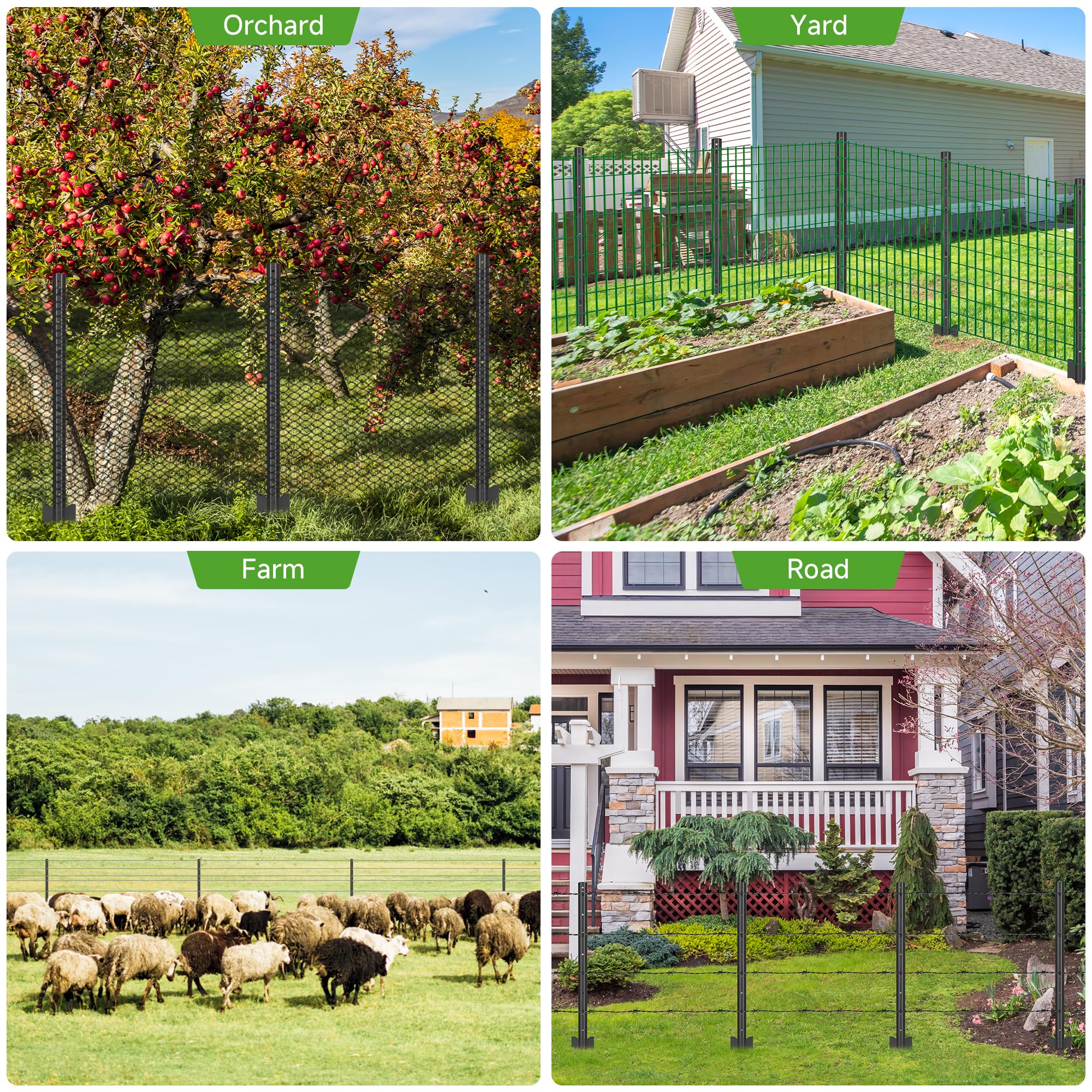 LYDTICK posts installed around garden bed illustrating animal barrier benefit