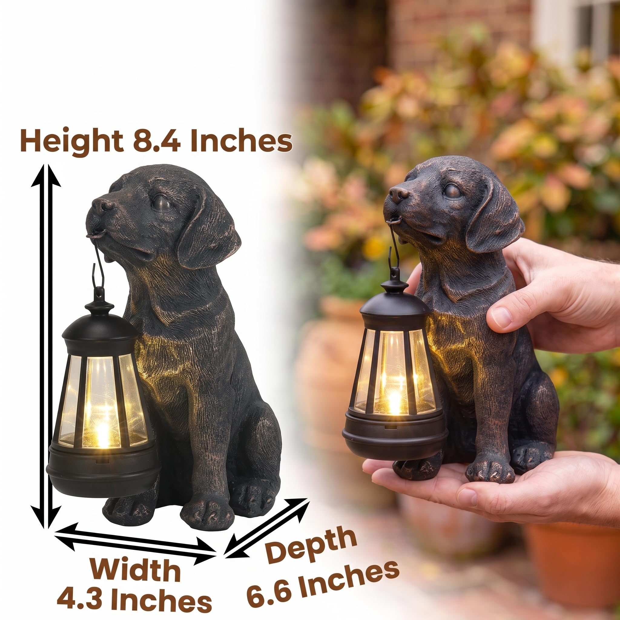 Lyeasw dog statue side profile showing durable design and decorative benefit