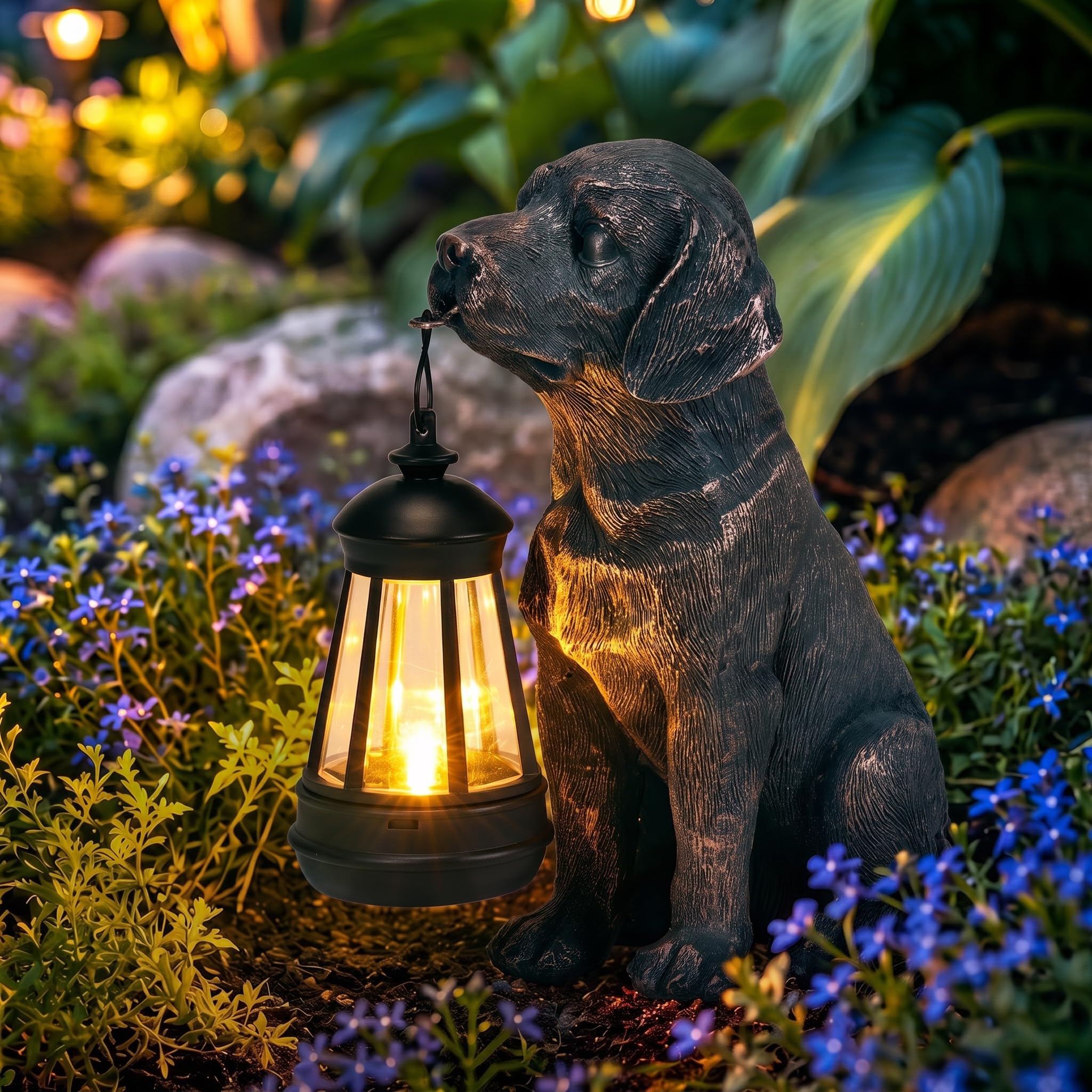 Lyeasw statue on porch step creating welcoming entryway ambiance benefit