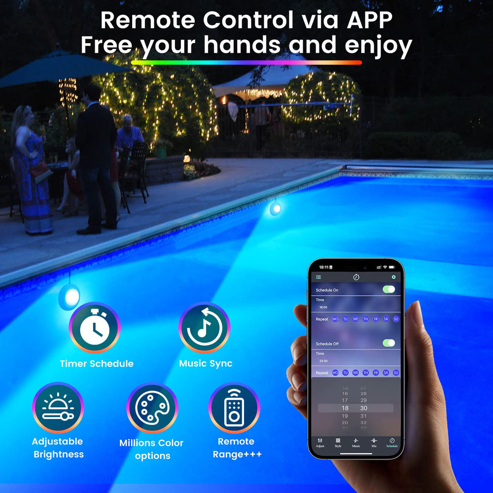 LyLmLe app control screen on phone showing color selection and music sync