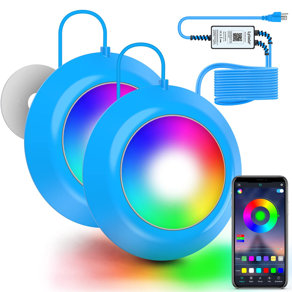 LyLmLe front packaging showing double LED pool lights and app control benefit