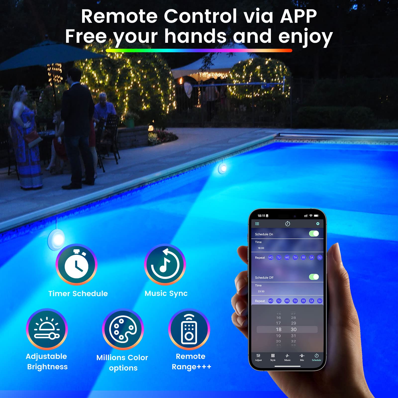 LyLmLe in use at night with music sync creating vibrant party atmosphere