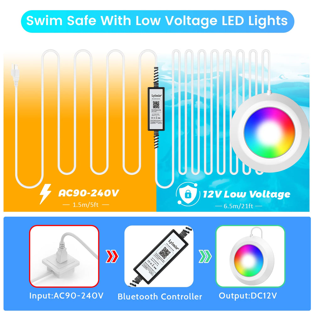LyLmLe magnetic light attached to steel pool wall showing easy mounting