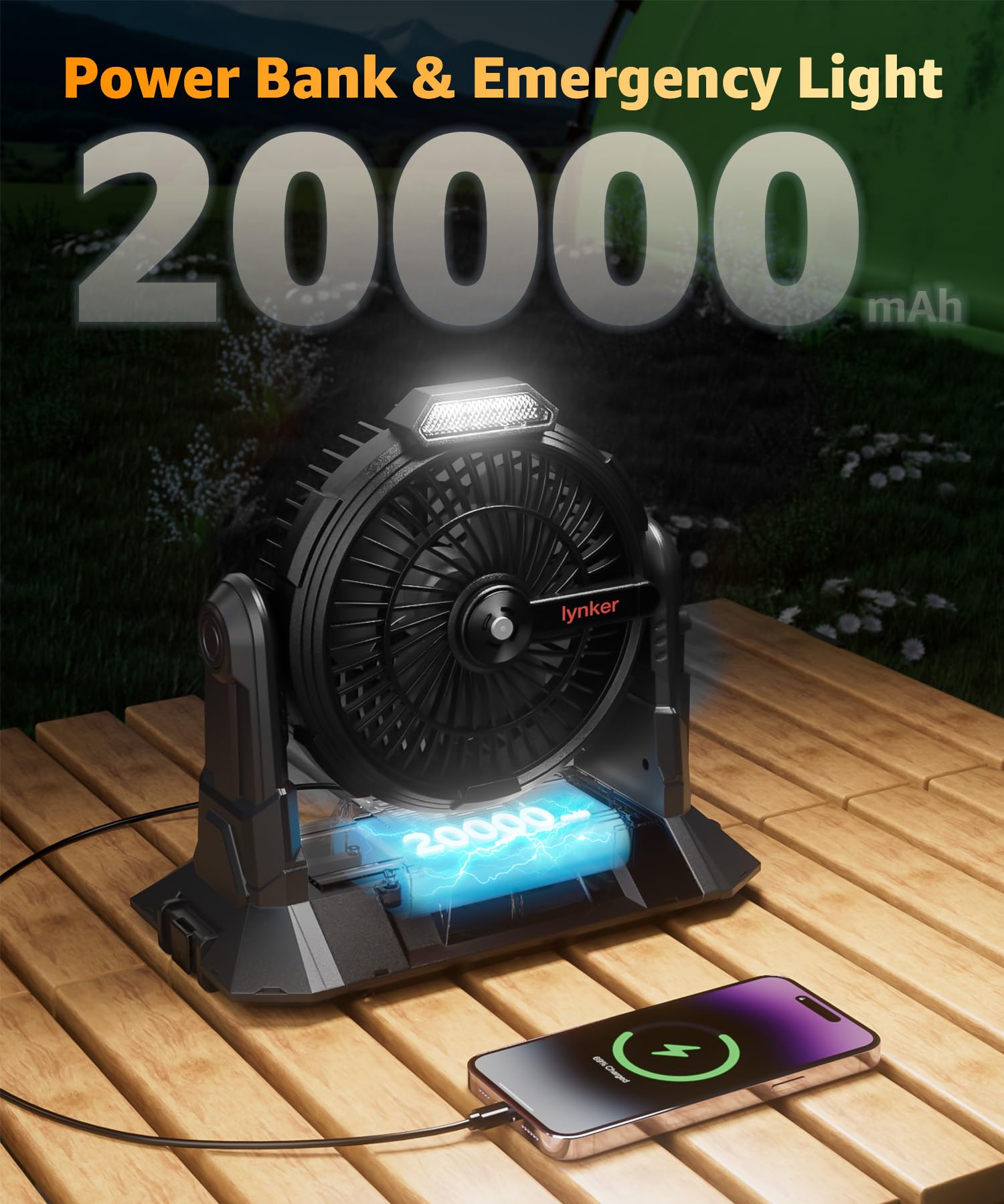 lynker used at a campsite delivering mist and breeze for comfort