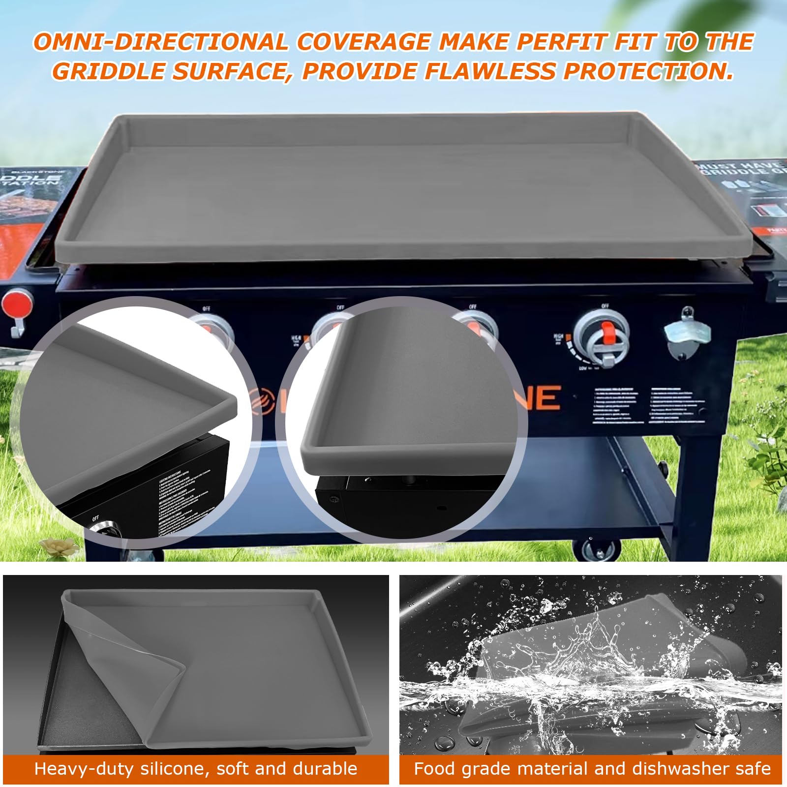 Lyonbi mat laid on a 28" Blackstone griddle for perfect fit