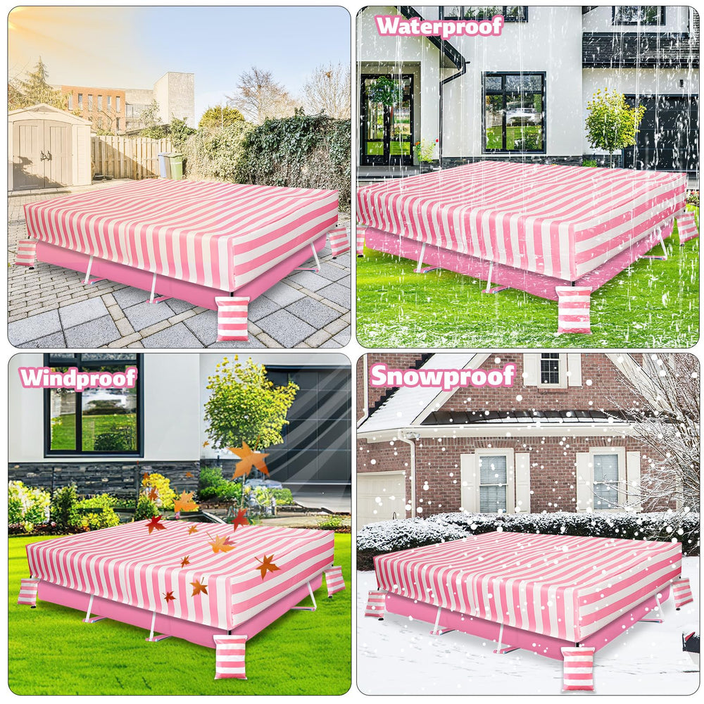 Lyreh cover in backyard lifestyle scene protecting pool and lawn
