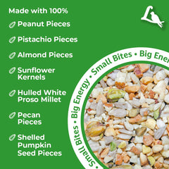Lyric arranged seed and nut pieces highlighting no-waste blend