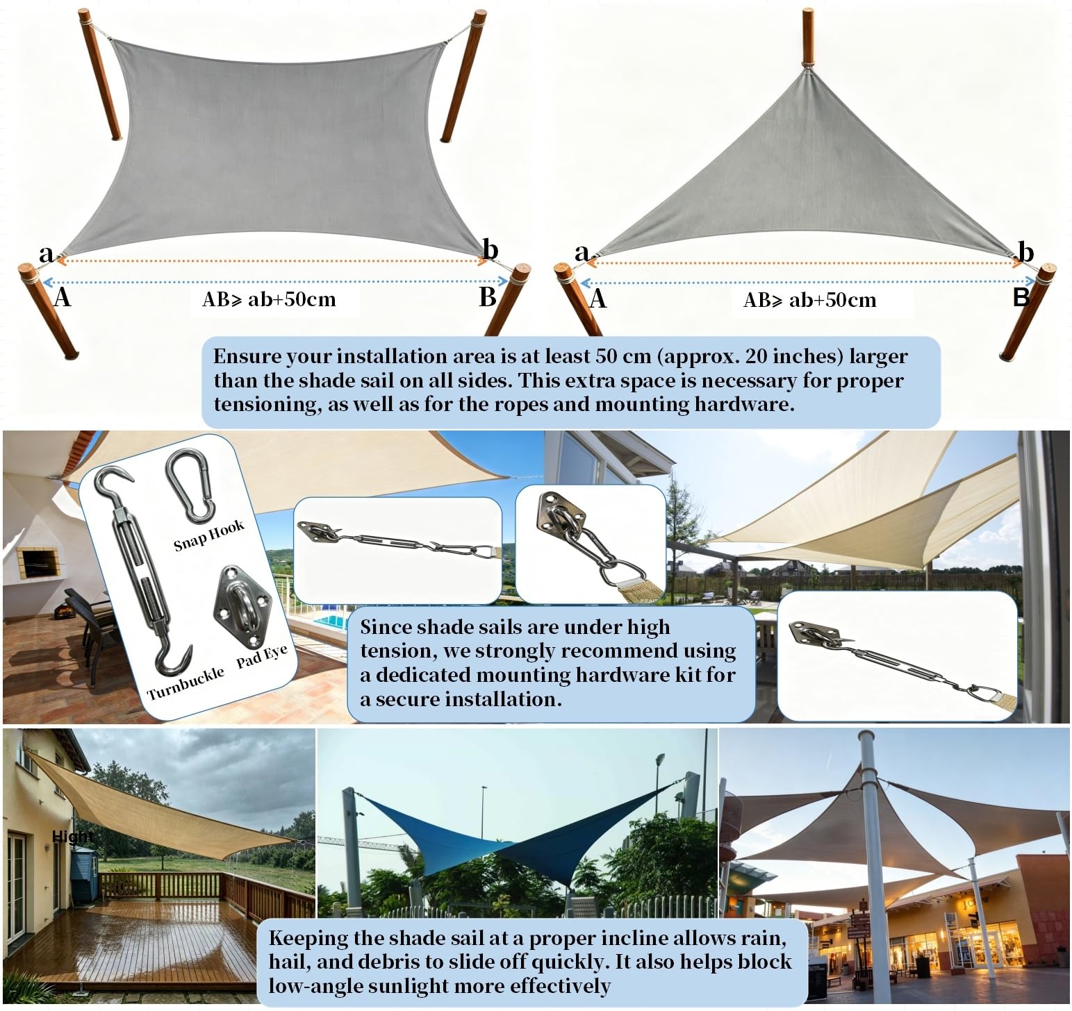 LyShade sail size comparison next to chair showing coverage and scale benefit