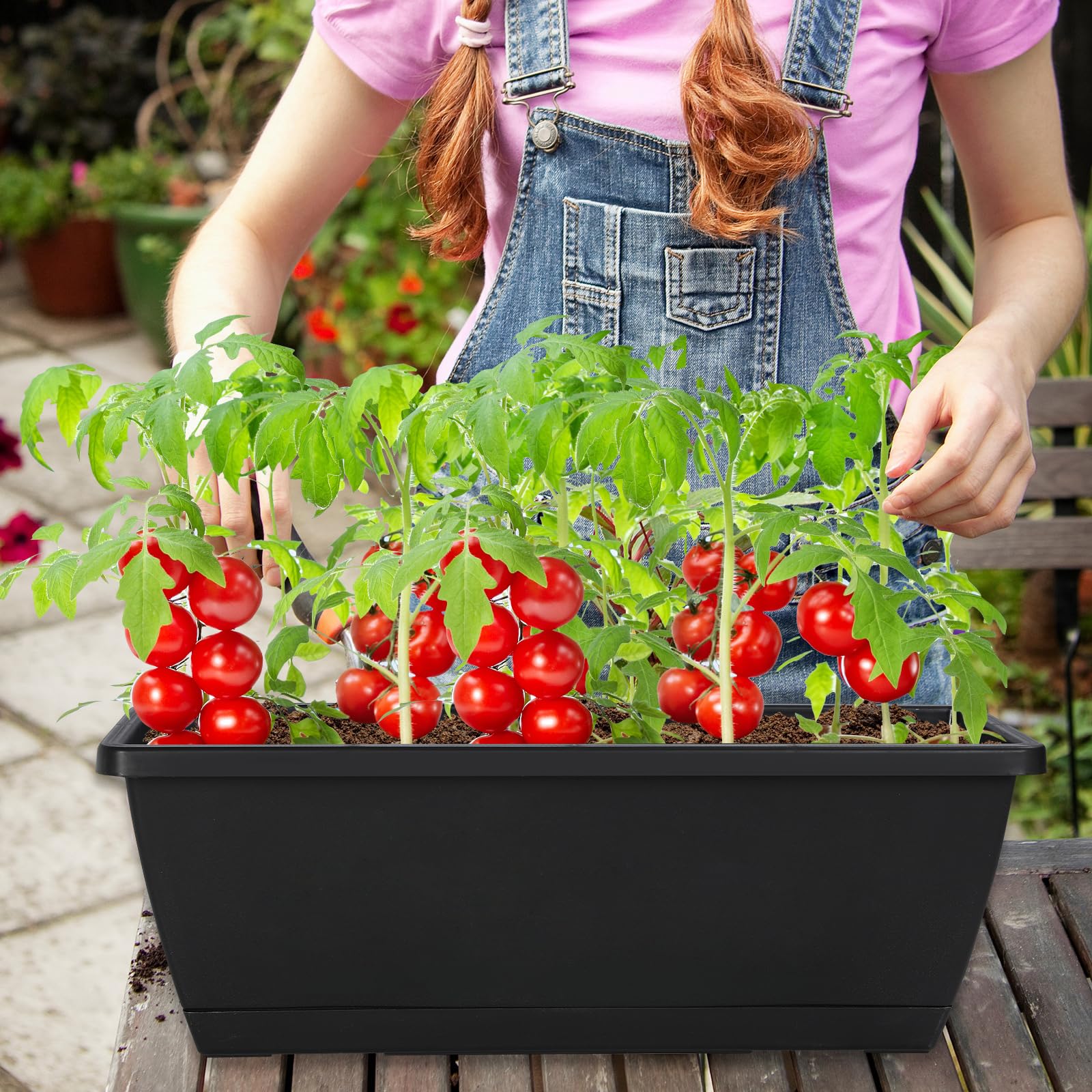 Lysjtsr planter in use with herbs on balcony demonstrating easy-access gardening