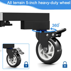 LYUND caster detail showing 5-inch swivel wheel with lock for smooth movement and secure positioning