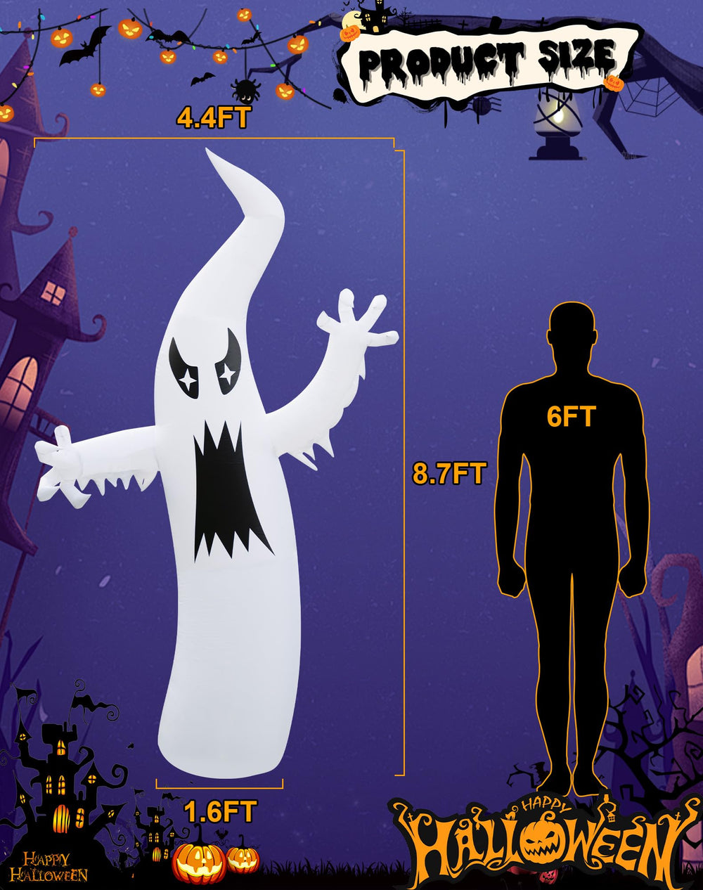 LZLXXLZL LED lighting night view showing colorful glow for spooky ambiance
