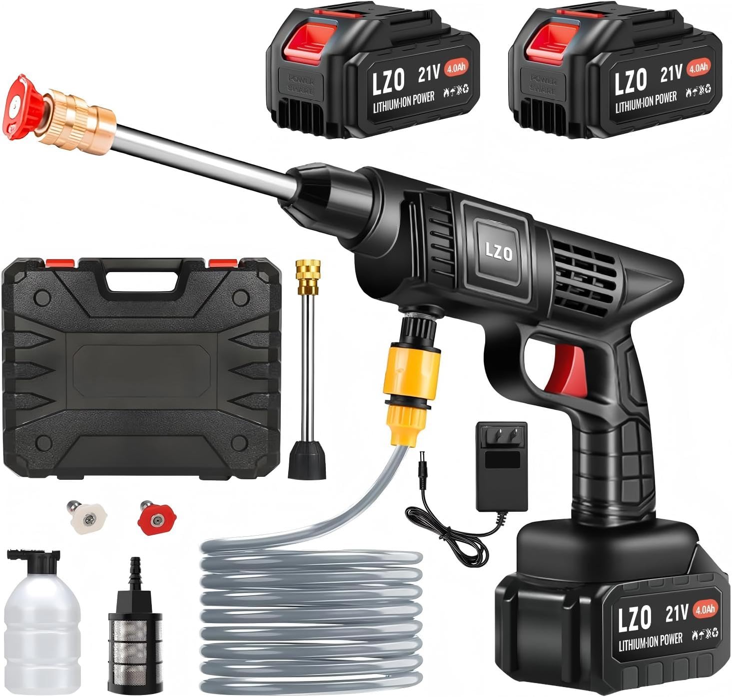 LZO front view of cordless pressure washer showing compact portability benefit