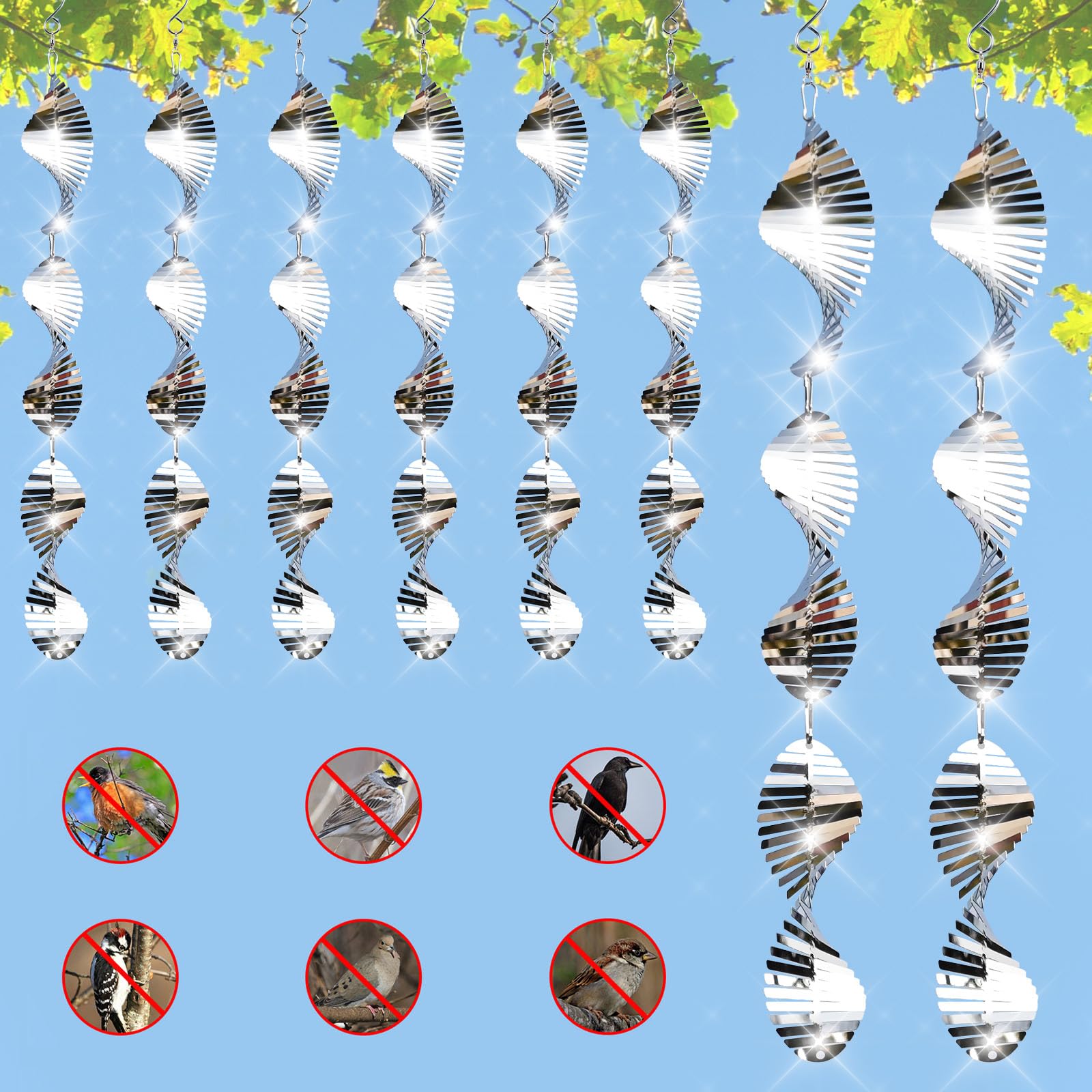 LIZOIDZSM front view of 24 reflective bird deterrent discs showing packaging and contents benefit: clear inventory
