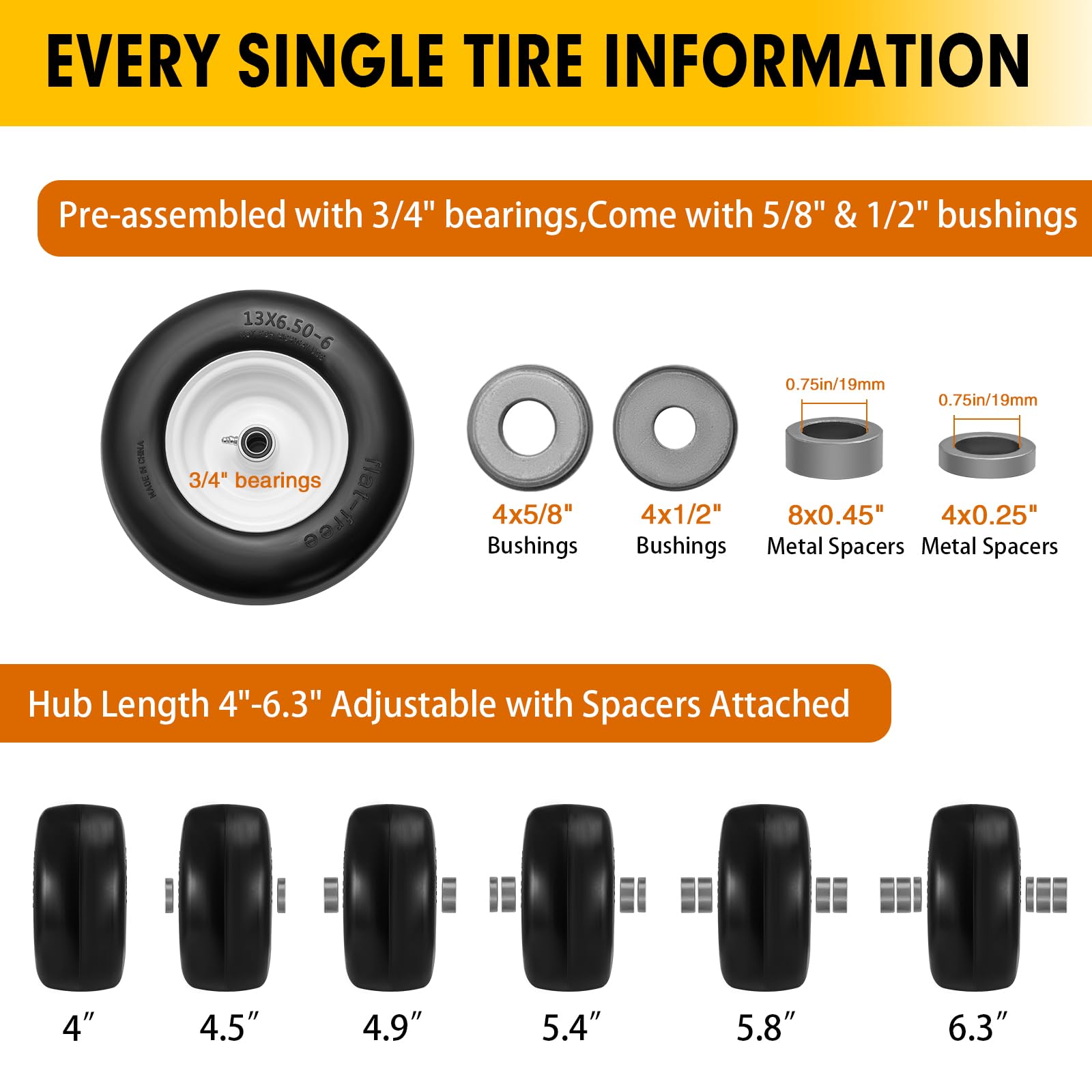 LZONEY rim and 3/4 inch bearing detail for easy axle fitment