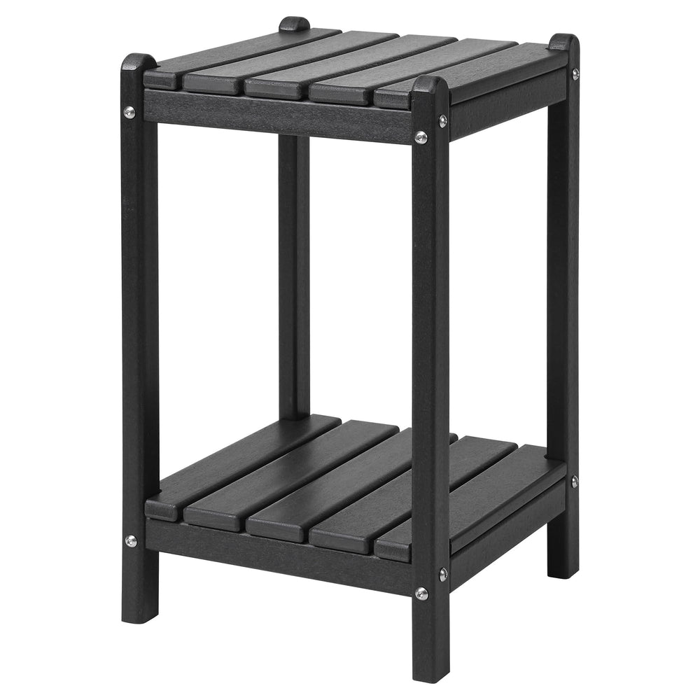 LZRS front view of 24-inch side table showing stable top and shelf, durable outdoor option