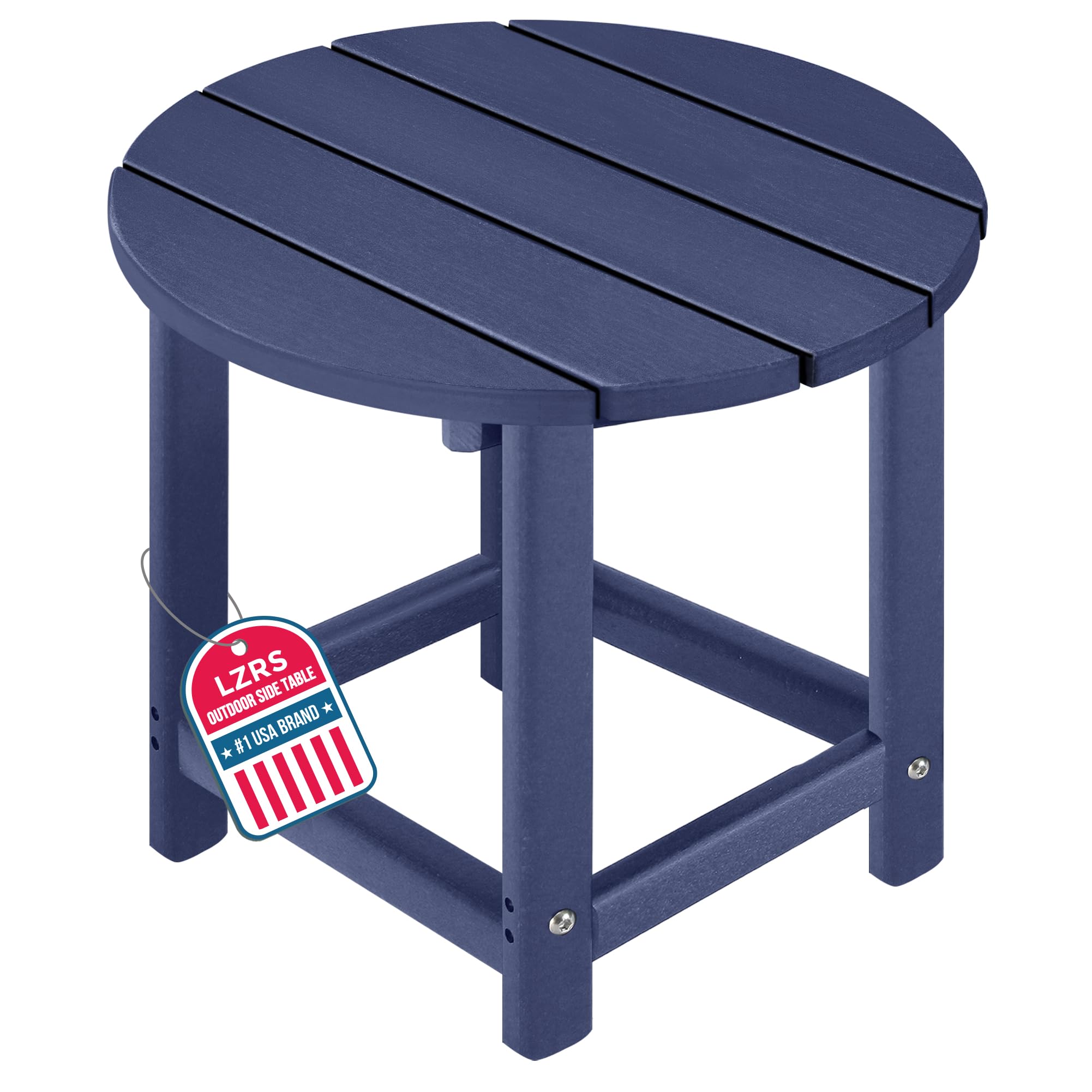 LZRS front view navy blue side table showing compact outdoor surface and durability
