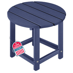 LZRS front view navy blue side table showing compact outdoor surface and durability