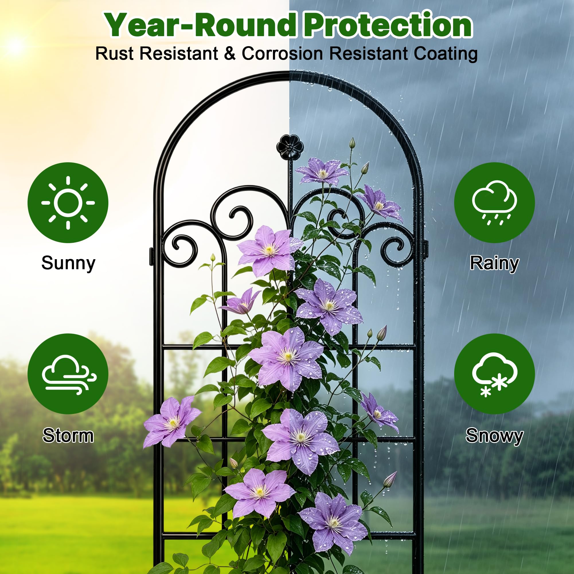 LZRS installed in garden supporting climbing vines and saving ground space benefit