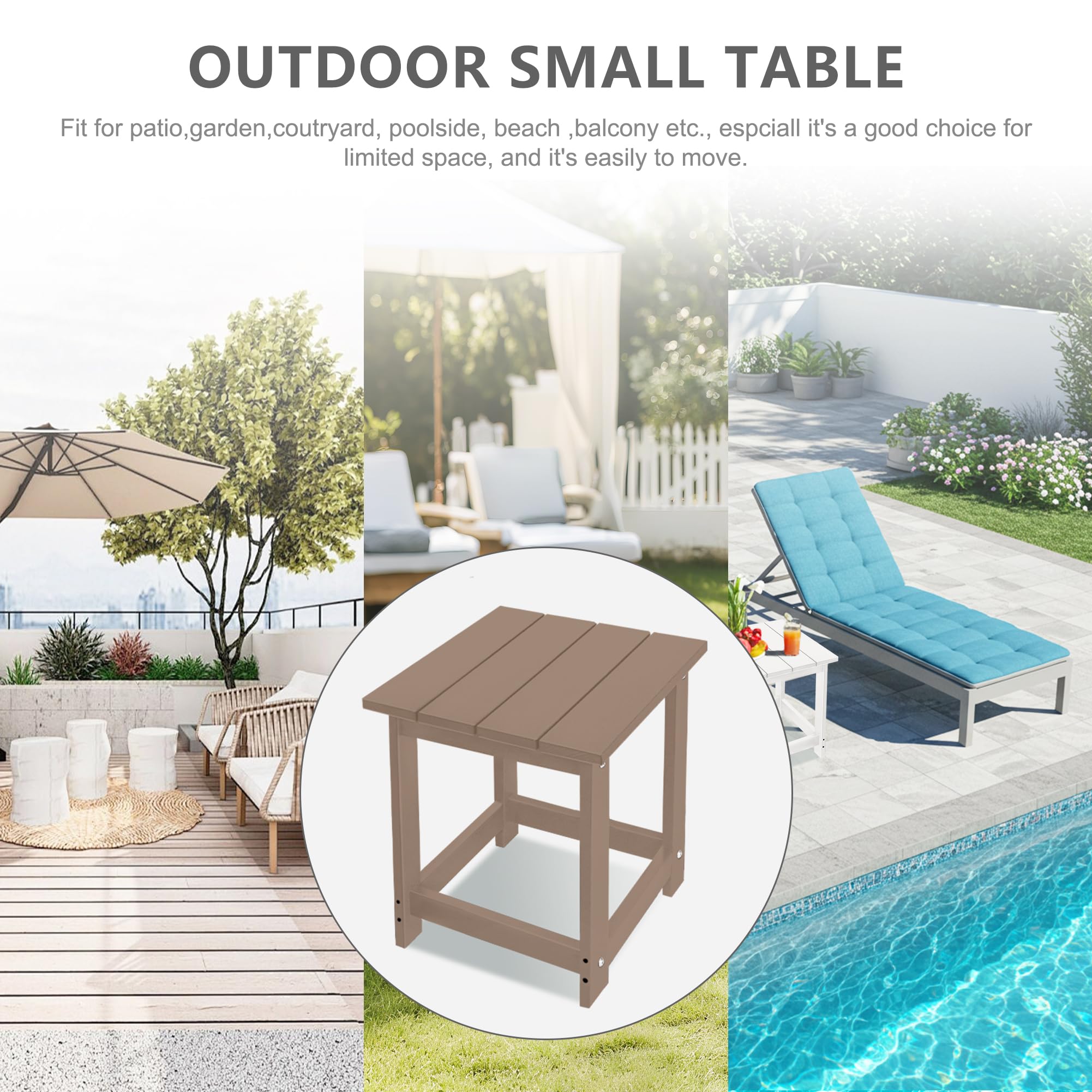 LZRS mesa colocada junto a piscina ofreciendo superficie segura para bebidas