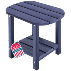 LZRS front view of navy blue side table showing stable design and quick setup