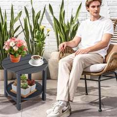 LZRS side table beside outdoor lounge demonstrating practical patio use