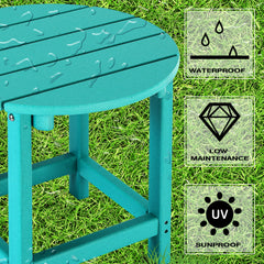 LZRS side table in use on patio holding drinks and book for convenience