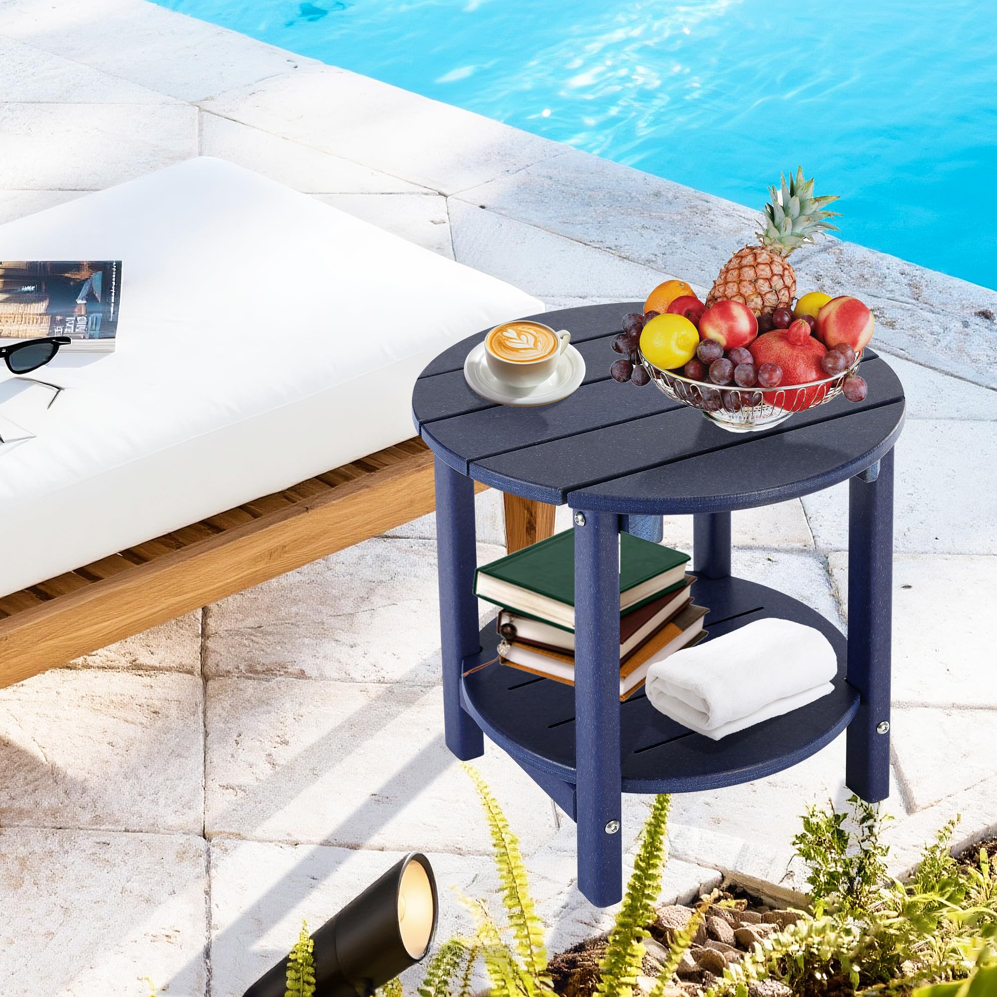 LZRS table next to Adirondack chair showing companion use and outdoor comfort
