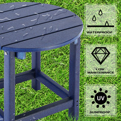 LZRS table beside Adirondack chair demonstrating proper height and convenience