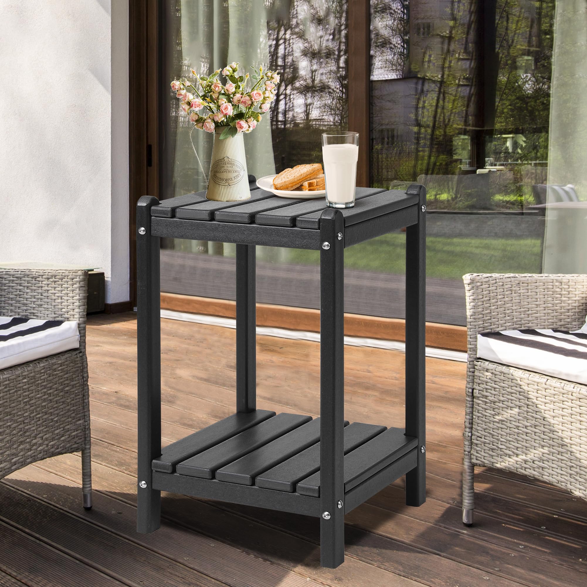 LZRS table placed beside an Adirondack chair, enhancing seating comfort and convenience