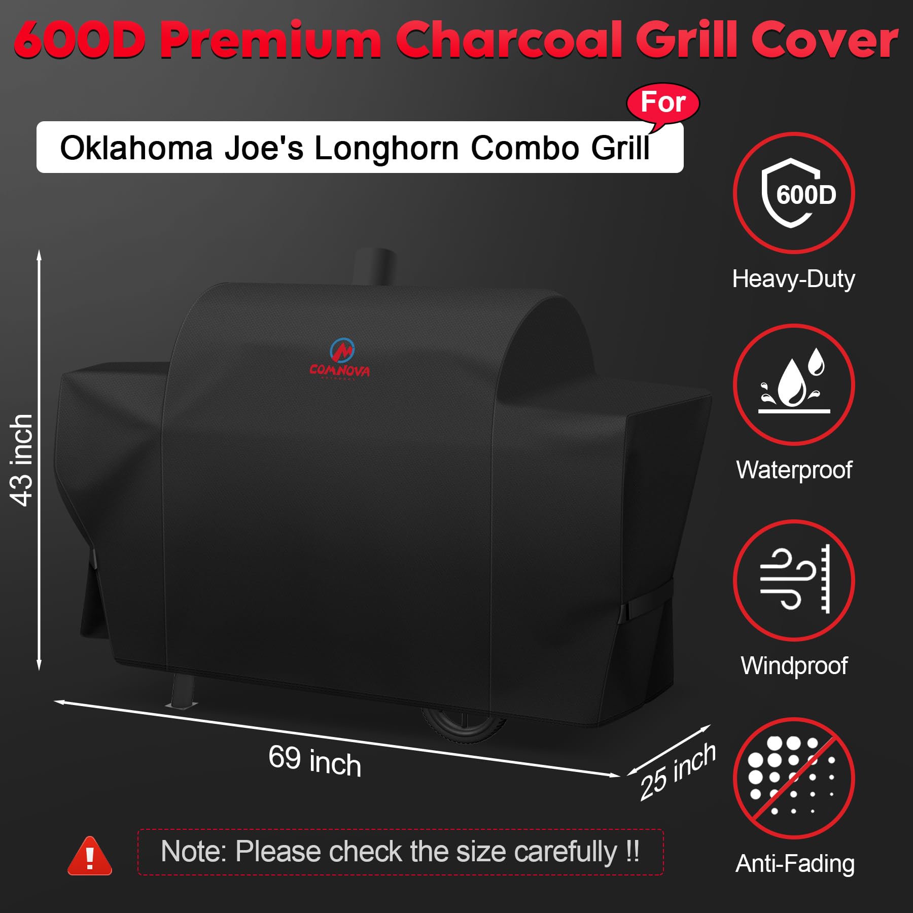 M COMNOVA OUTDOORS close-up 600D fabric texture shows durable tear-resistant protection