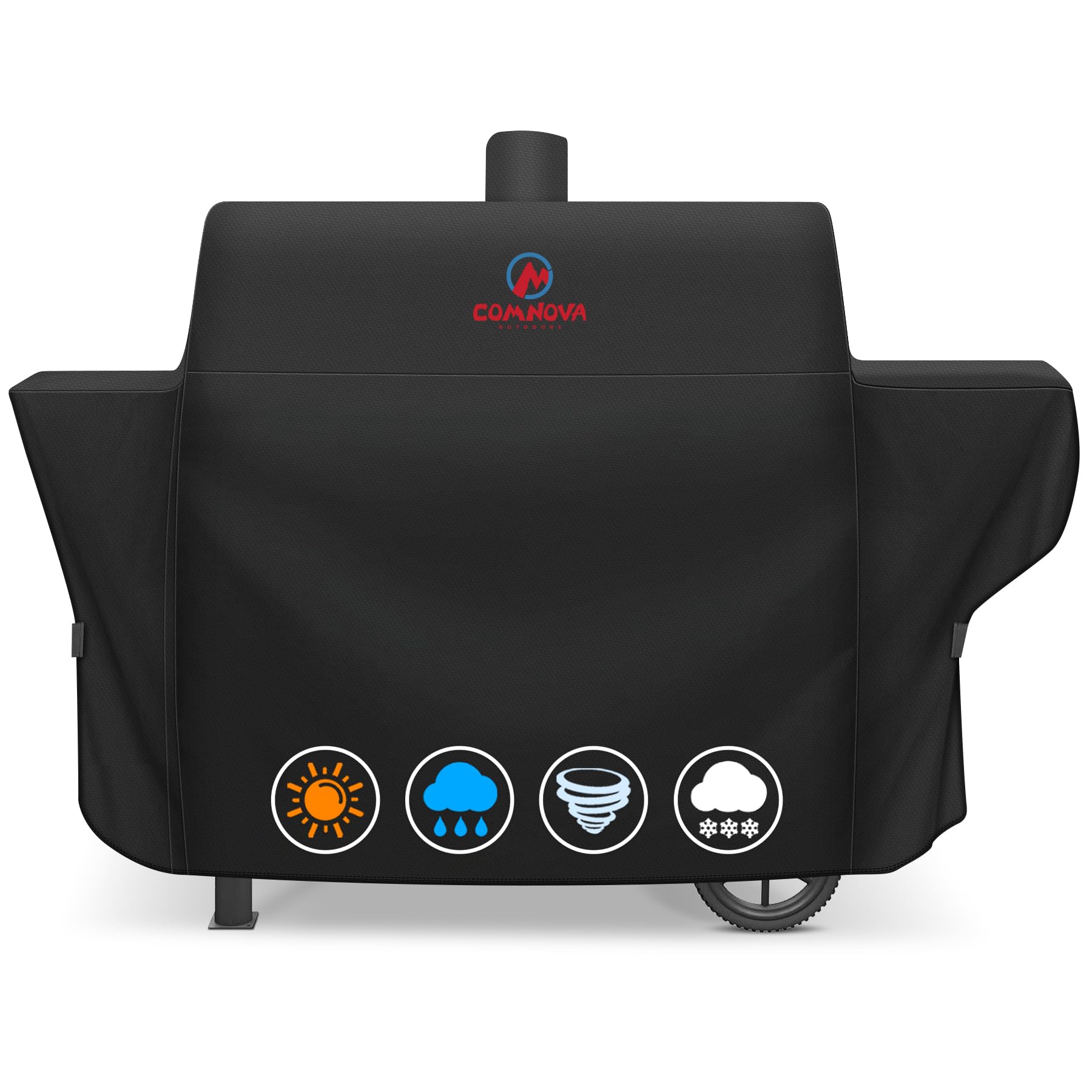 M COMNOVA OUTDOORS front view of cover fitting Oklahoma Joe's Canyon Combo, protects grill