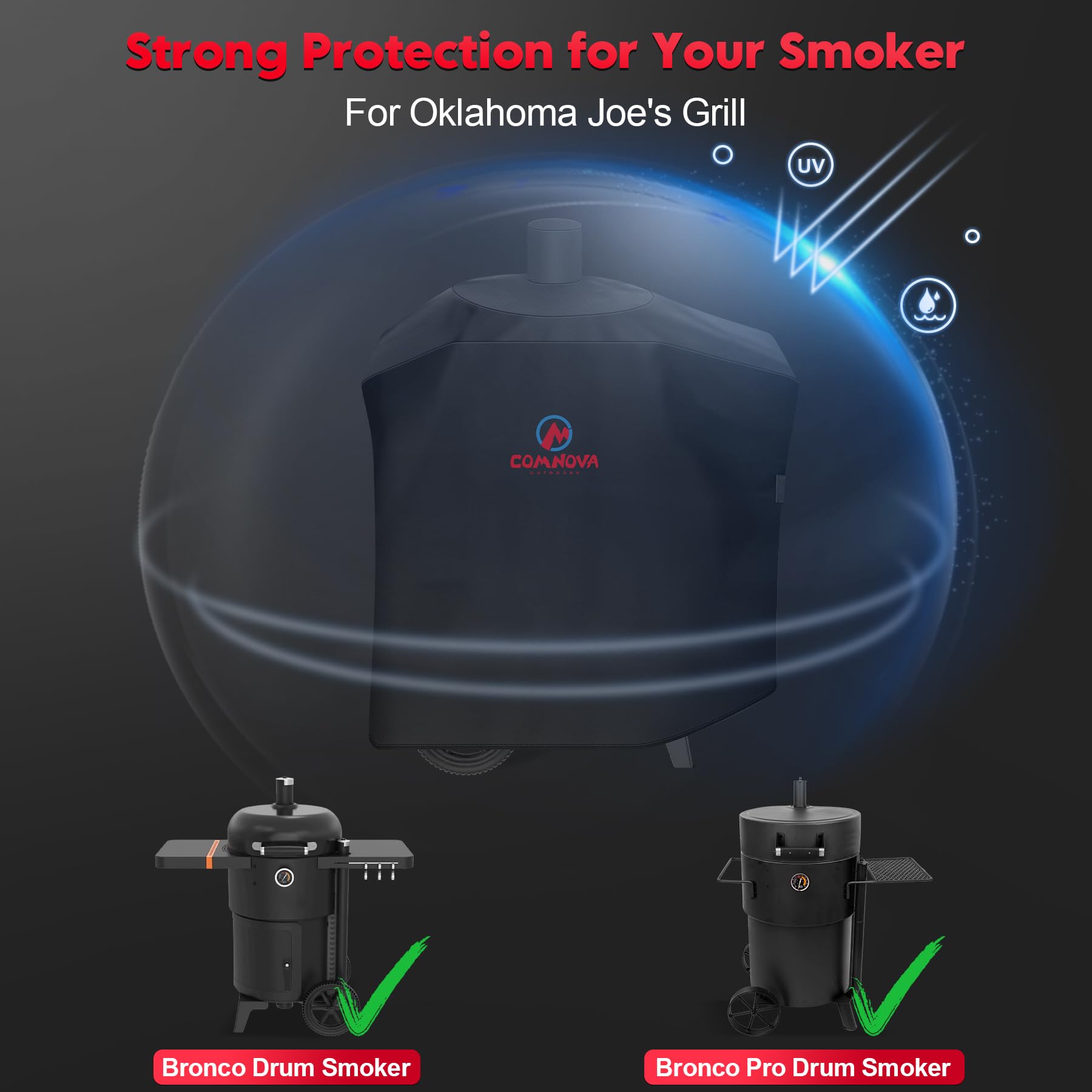 M COMNOVA OUTDOORS Velcro and drawstring detail secures cover in wind
