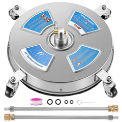 M MINGLE front view of 17-inch surface cleaner showing housing and wheels, fast cleaning