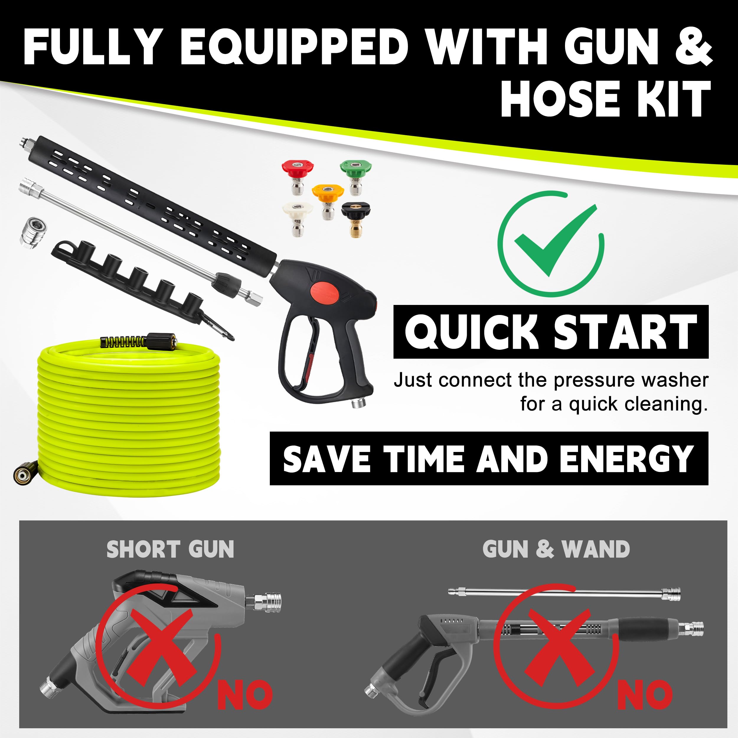 M MINGLE 50ft pressure washer hose fully extended for greater cleaning reach