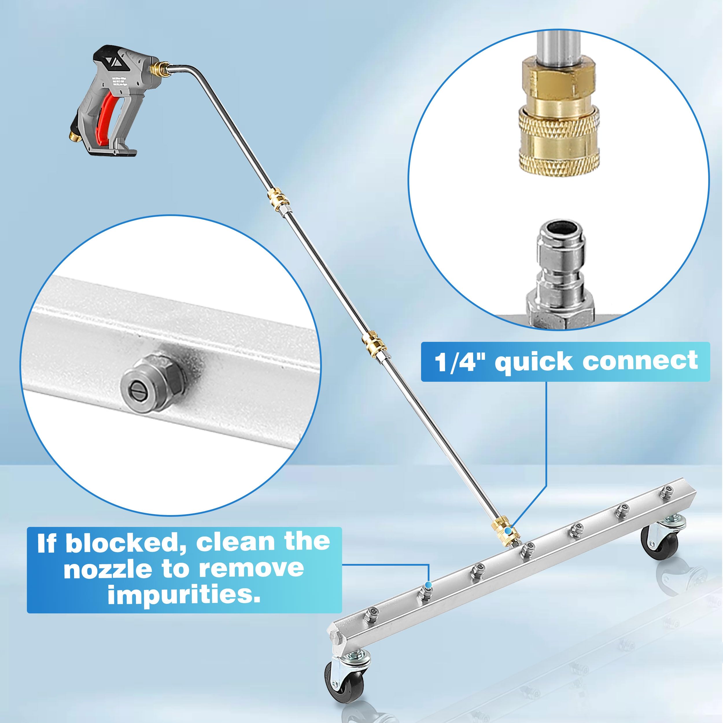 M MINGLE attachment connected to pressure gun demonstrating compatibility and control benefit
