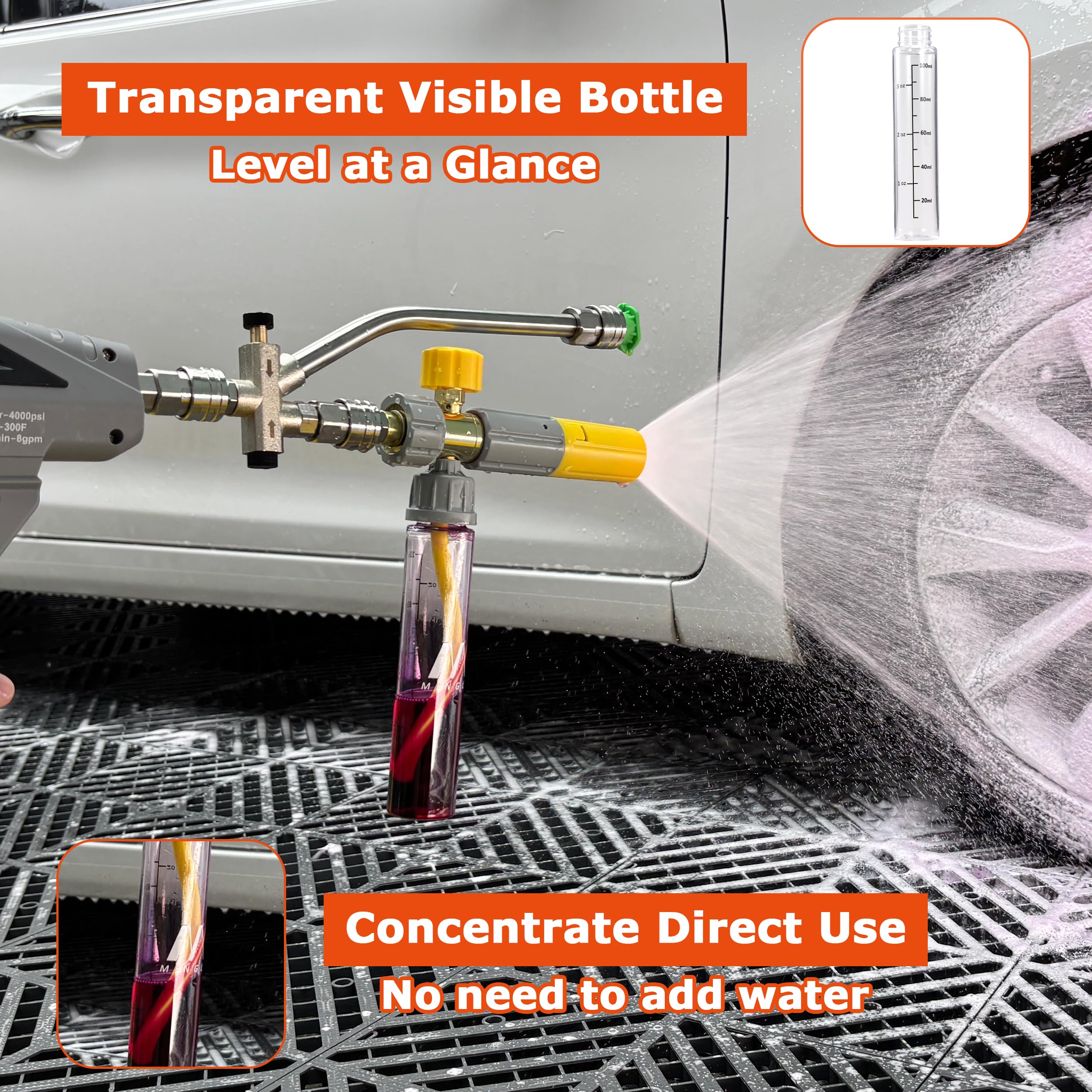 M MINGLE undiluted foam bottle close-up showing textured cap and easy pour benefit