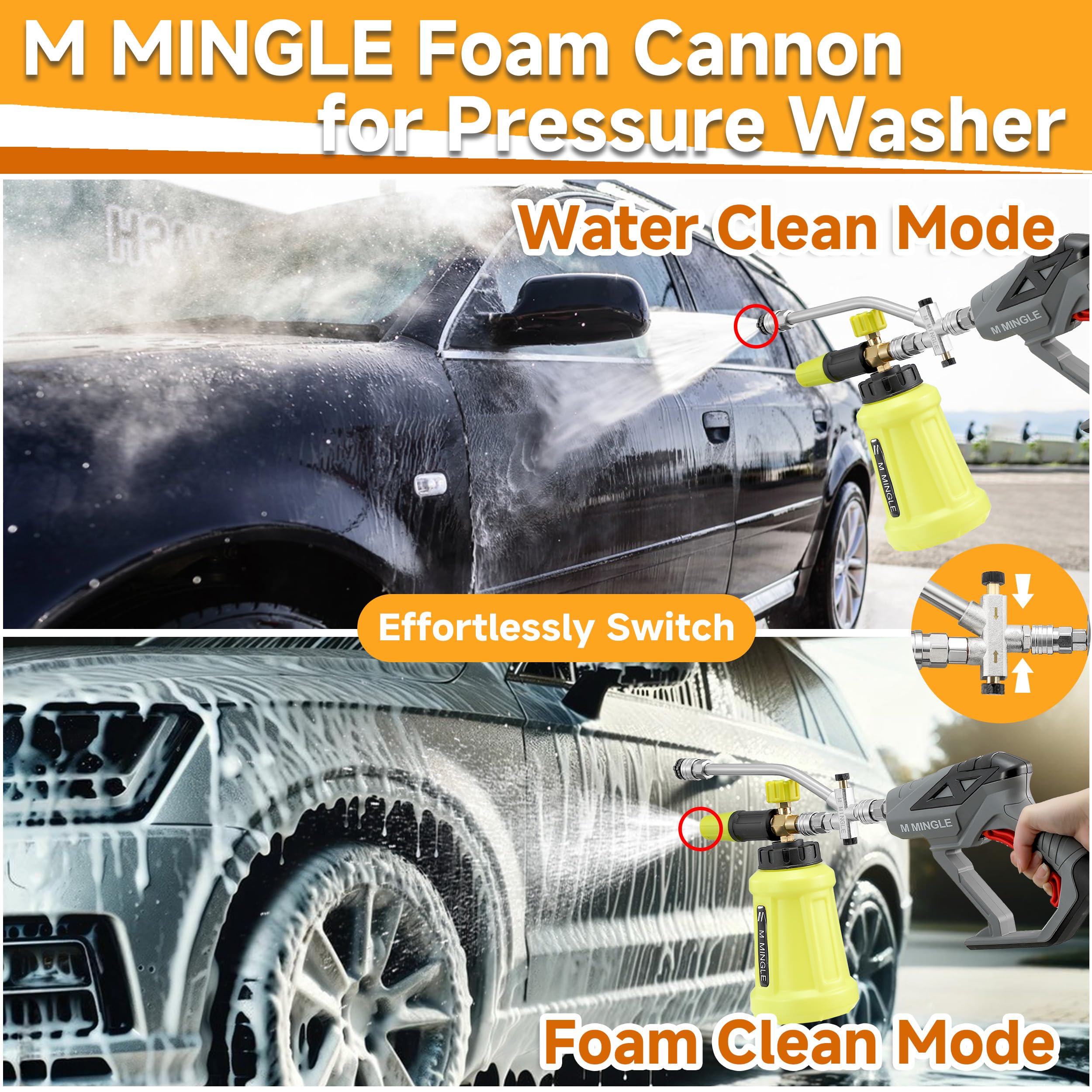 M MINGLE foam cannon 1 liter bottle detail for easy mixing and thicker foam