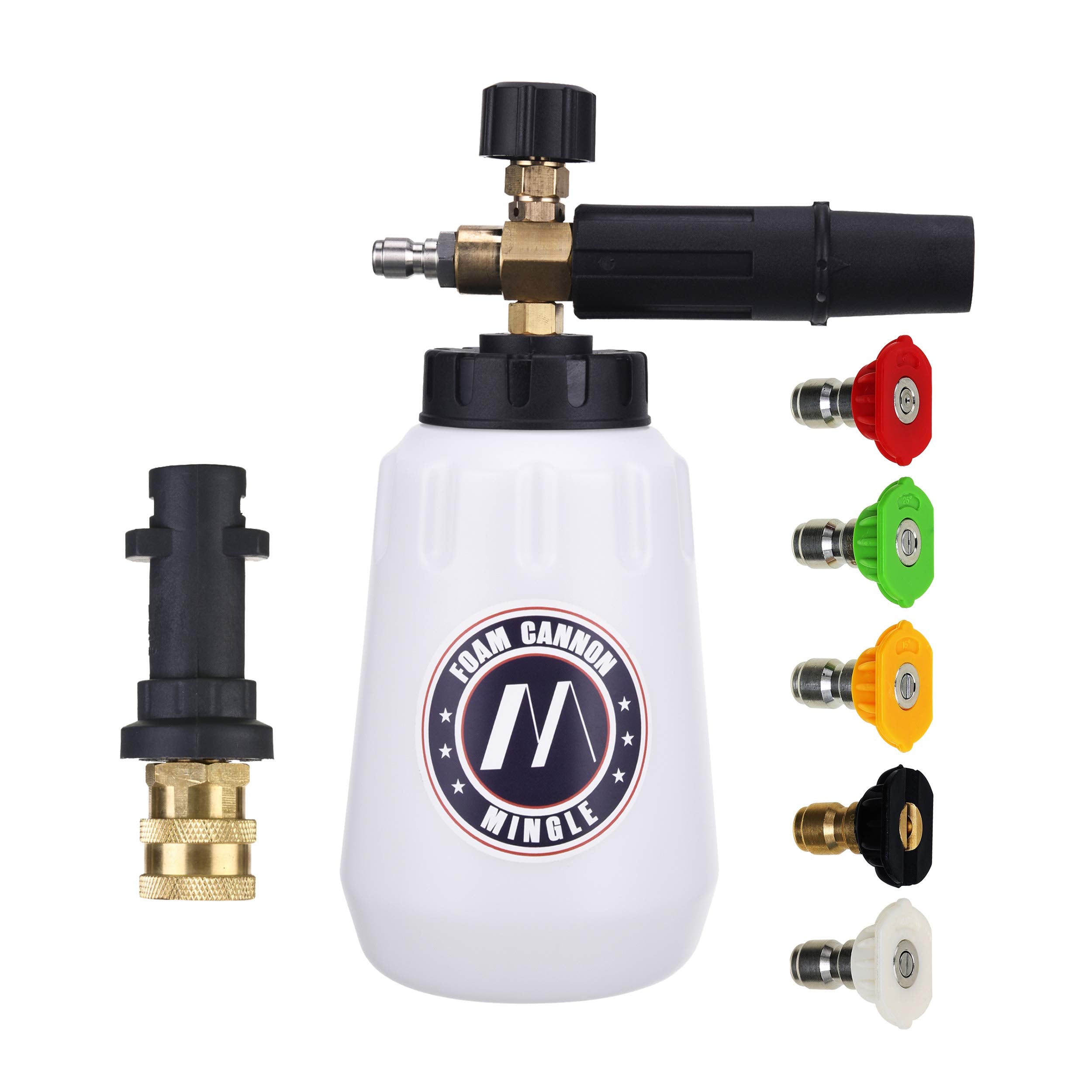 M MINGLE foam cannon front view showing compact lance and bottle for efficient foaming
