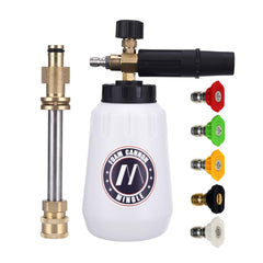 M MINGLE foam cannon front view showing bottle and lance for fast cleaning