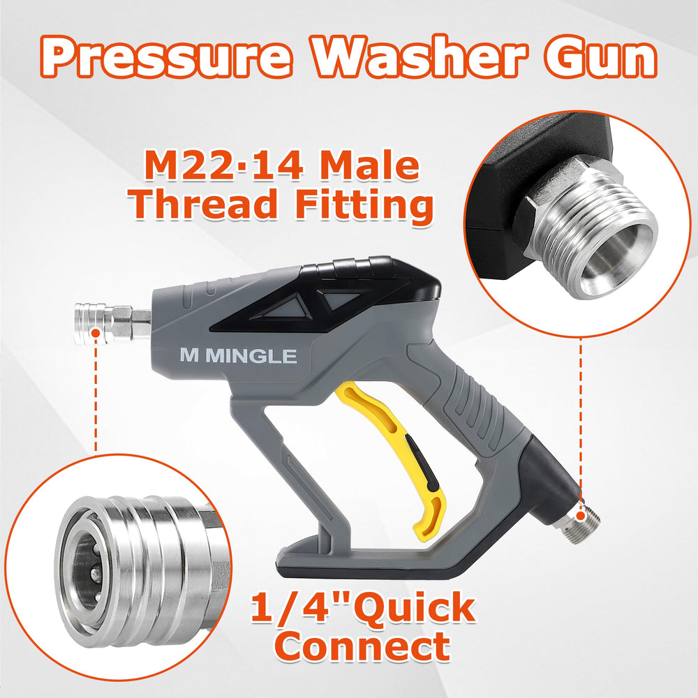M MINGLE gun in use foaming car showing dense foam coverage for improved cleaning benefit
