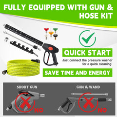 M MINGLE 25ft hose laid out to show length and easy maneuvering benefit