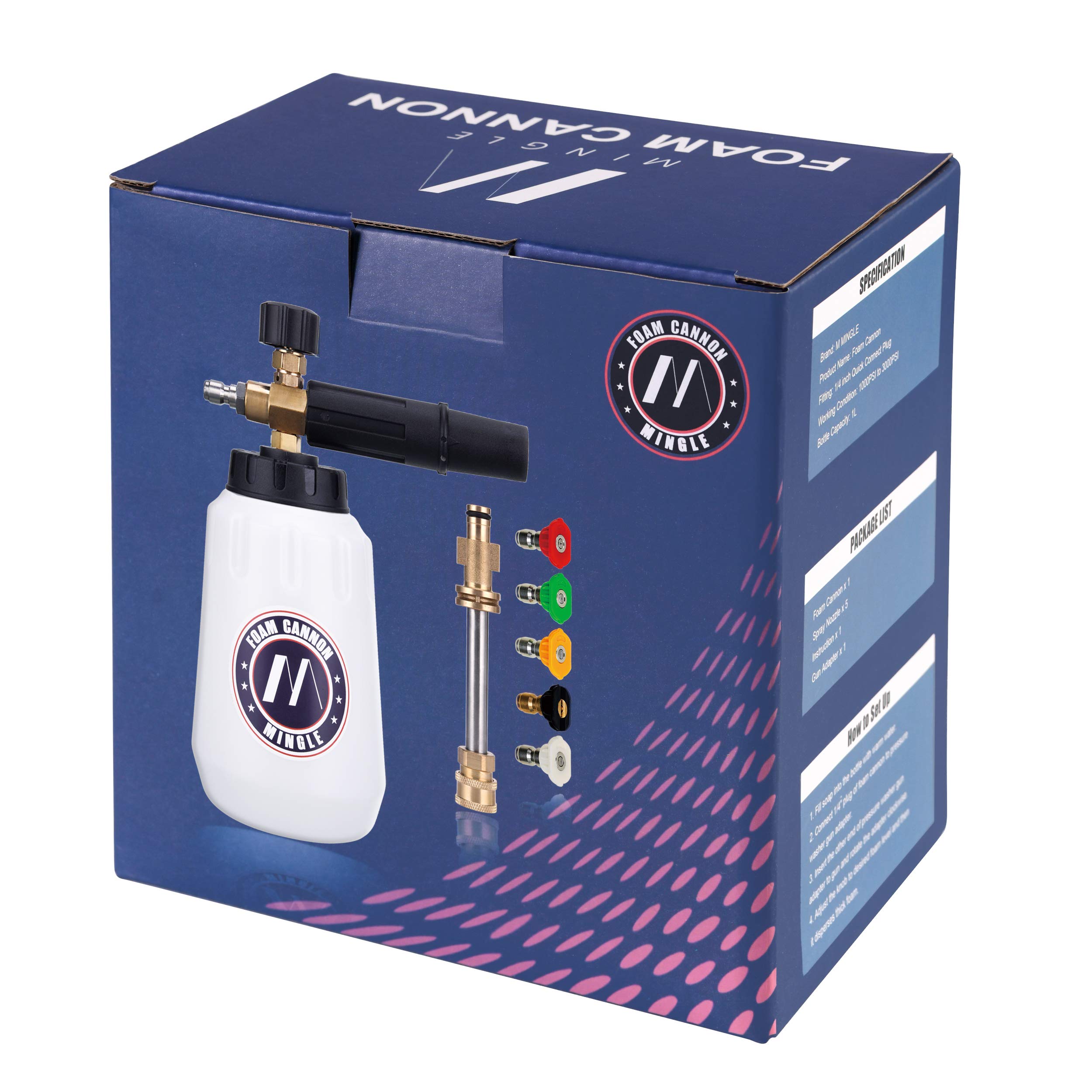 M MINGLE foam cannon in use washing a car for quicker, safer cleaning