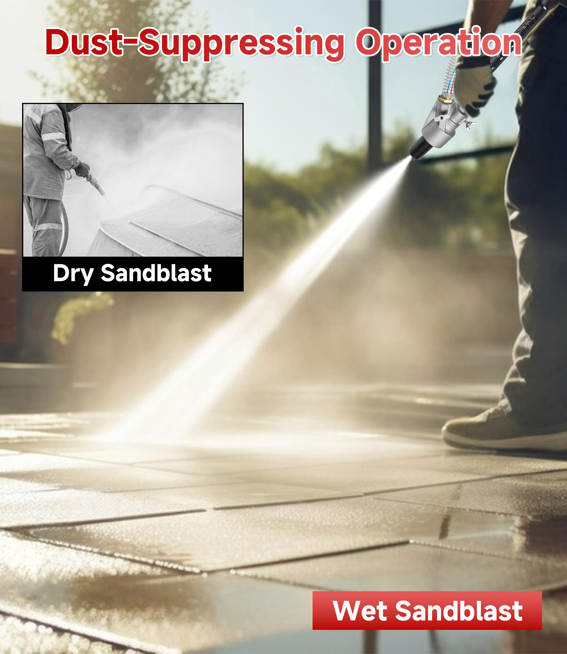 M MINGLE sandblaster in use cleaning an auto part for efficient restoration