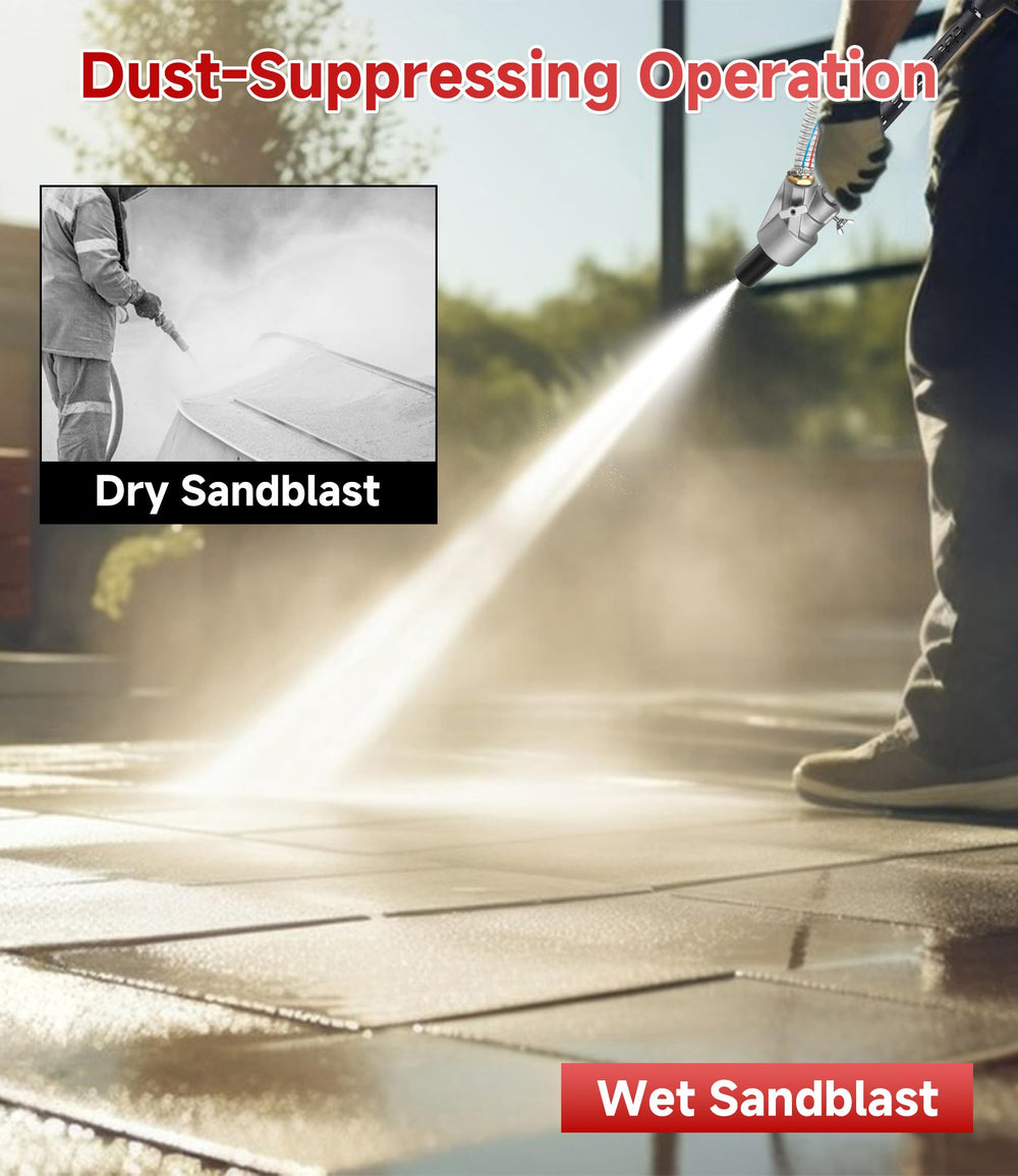 M MINGLE sandblaster in use cleaning an auto part for efficient restoration