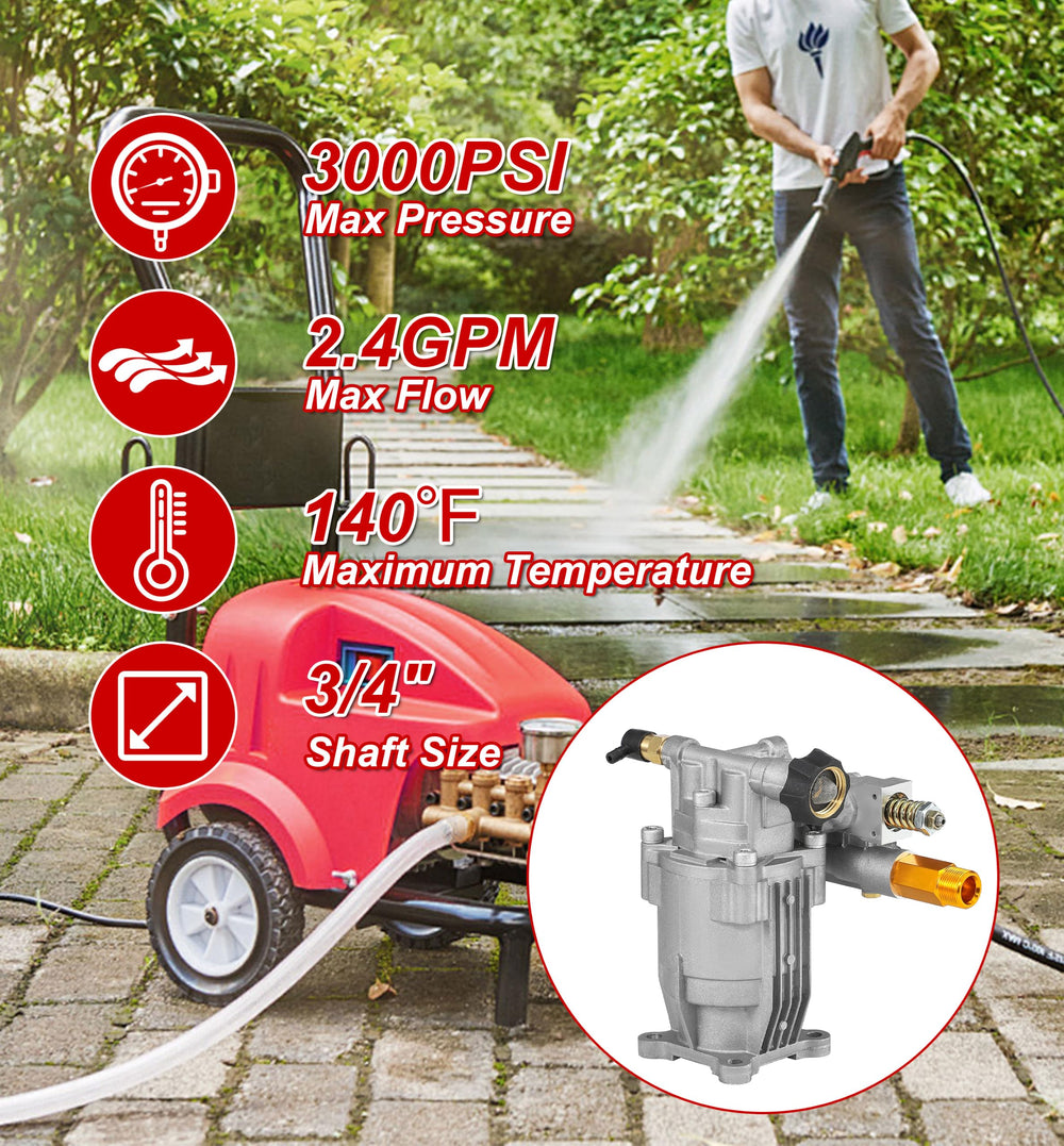 M MINGLE pump in use cleaning concrete demonstrating strong 3000 PSI performance