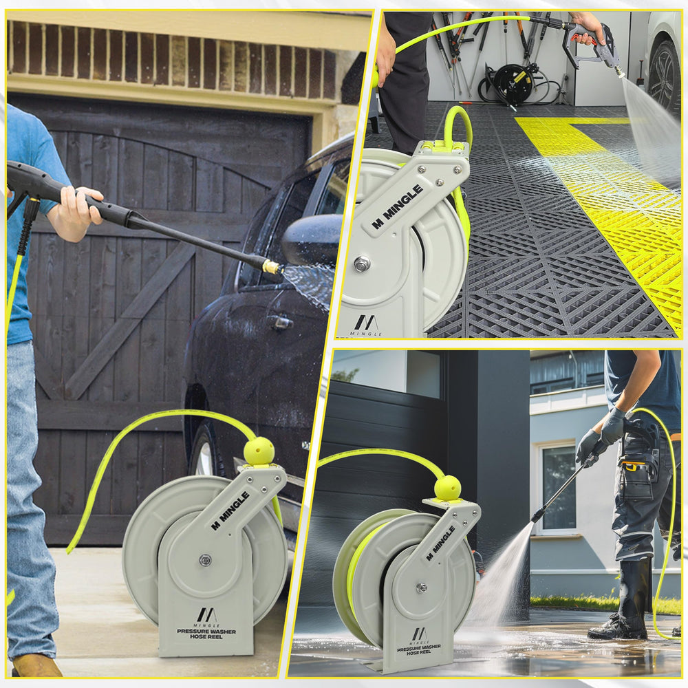 M MINGLE lifestyle driveway cleaning showing efficient outdoor cleanup