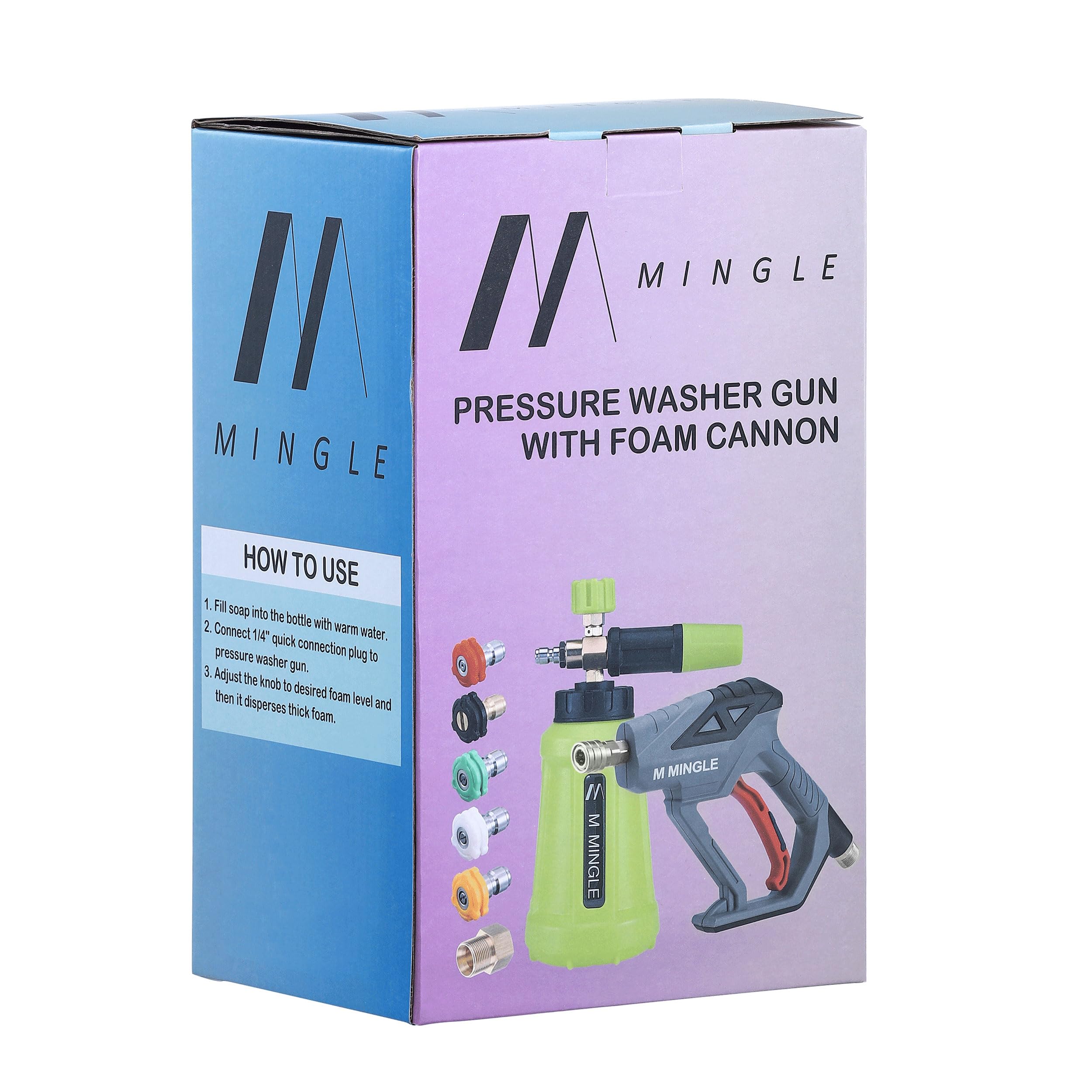 M MINGLE foam cannon cleaning driveway in lifestyle scene for powerful surface cleaning
