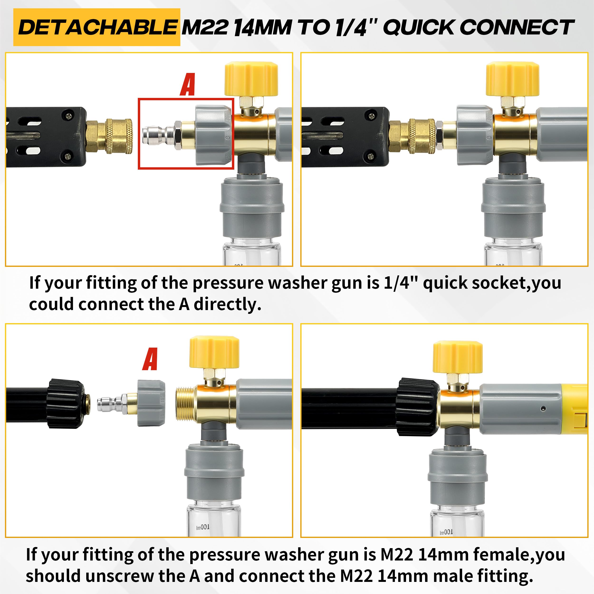 M MINGLE foam cannon in a driveway wash setup for convenient outdoor cleaning