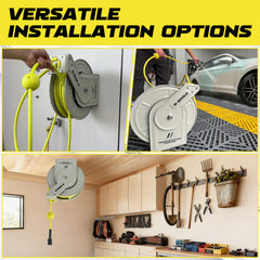 M MINGLE mounted on garage wall showing space-saving advantage